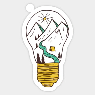 Mountains in a lightbulb creative handdrawn Gift Sticker